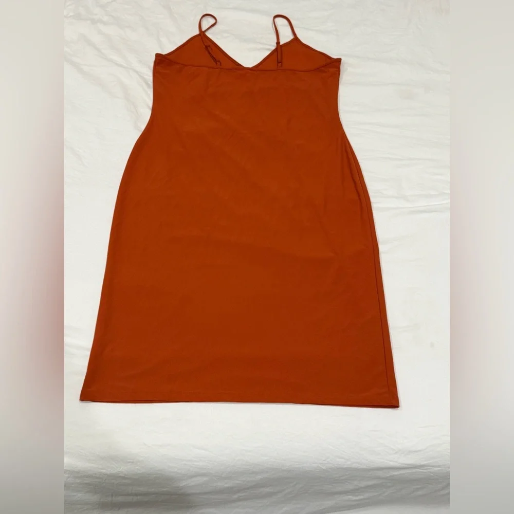 Leith Vibrant Orange Midi Slip Dress - Picture 3 of 3